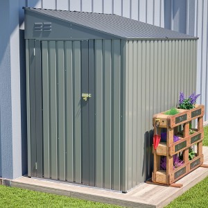 4x7 FT Lean-To Steel Shed, All-Weather Outdoor Storage with Vents