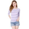 INSPIRE CHIC Women's Elbow Sleeves Boat Slim Fit Casual Stripe Animal Print Multi Floral Pattern T-Shirt - 4 of 4