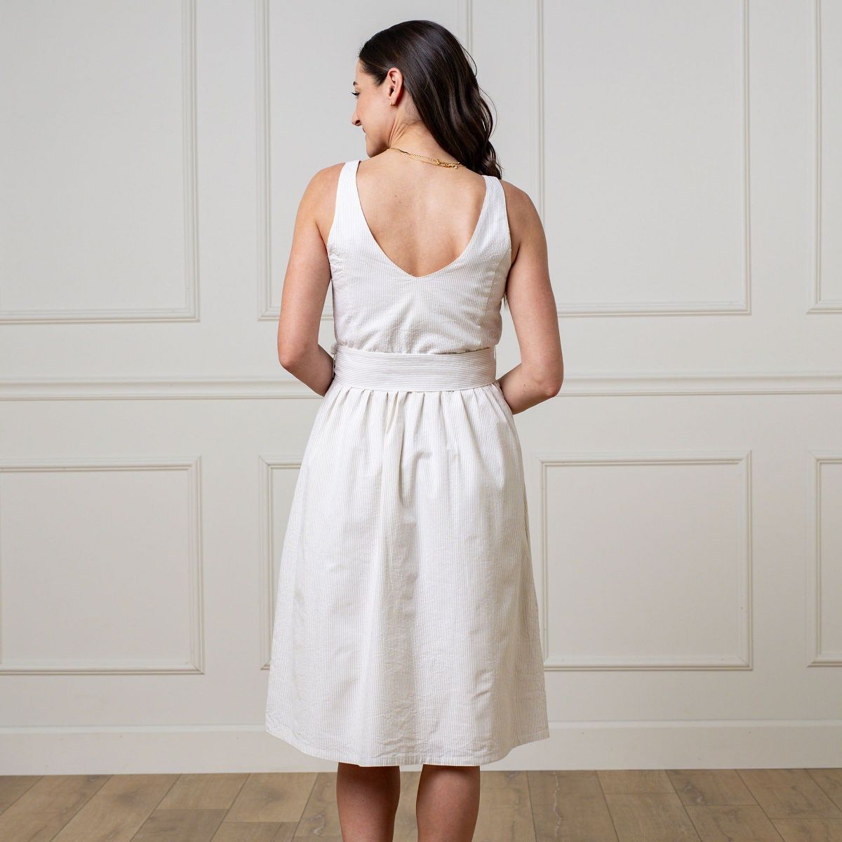 Hope & Henry Womens' A-Line Dress with Sash - thumbnail 3