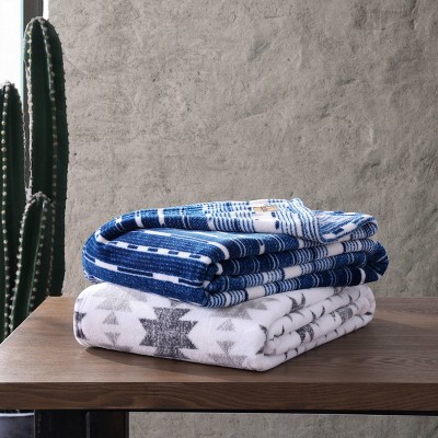 Logan Blue Reversible Fleece Throw Blanket 50"x60"