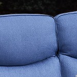 blue cushion/brown wicker