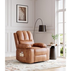 Oversized Electric Recliner Chair with Massage & Heat - 360° Swivel Rocker Power Recliner, Extra Wide 27" Recliner Chair with 1.5X Sponge - 1 of 4