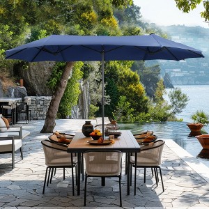 Captiva Designs 13ft Double-Sided Patio Umbrella, Large Rectangle Outdoor Market Umbrella - 1 of 4