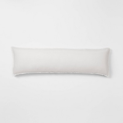 Lumbar Heavyweight Linen Blend Throw Pillow Light Gray - Casaluna™