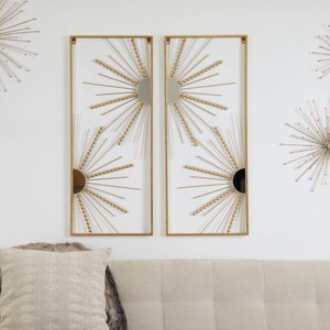 Set of 2 Geometric Half Moon Mirror Wall Decors with Gold Frame - CosmoLiving by Cosmopolitan - 1 of 4