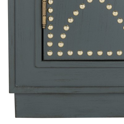 Steel Teal and Gold 2-Door Accent Cabinet with Mirror Panels