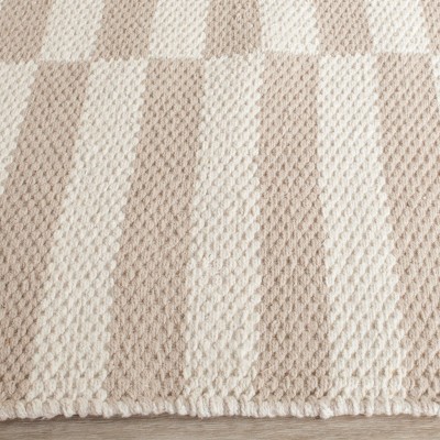 Ivory and Light Grey Handwoven Cotton Area Rug