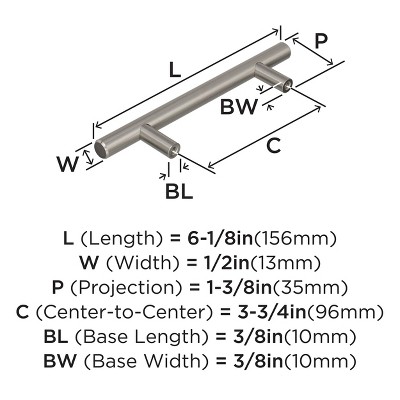 Satin Nickel 3-3/4" Bar Pulls with Mounting Hardware