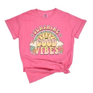 Simply Sage Market Women's Good Vibes Summer Short Sleeve Garment Dyed Tee - 1 of 2