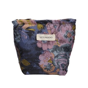 Unique Bargains Durable Flower Painting Handheld Makeup Bag Blue Purple 1 Pc - 1 of 4