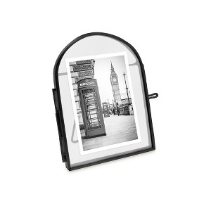 Isaac Jacobs 2x3 Vintage Arched Brass & Glass Floating Frame with