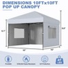 10'x10' Pop Up Canopy Tent, Instant Outdoor Canopy with 3 Sidewall, Portable Sun Shelter - 2 of 4