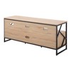 58.75" Contemporary TV Stand in Natural Wood and Black Steel by LumiSource with 3 Display Shelves and Pull-Out Drawers for Living Room - 4 of 4