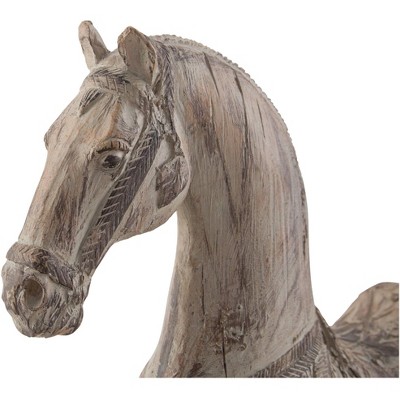 Rustic Gray Resin Horse Statue with Pattern Embellishment