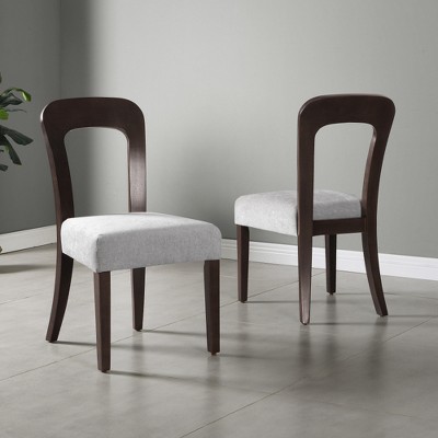 JUJABU Upholstered Kitchen Side Chairs Set of 2 with Fabric Seating Solid Rubber Wood Legs