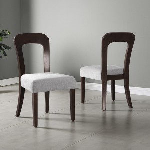 JUJABU Upholstered Kitchen Side Chairs Set of 2 with Fabric Seating Solid Rubber Wood Legs - 1 of 4
