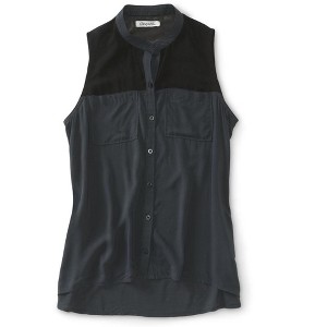 Aeropostale Womens Button Down Chiffon Tank Top, Grey, X-Small - 1 of 1