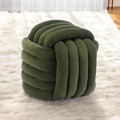 Alilang 19.30 inches Plush Curved Lounge Chair with Tubular Backrest Design-Green