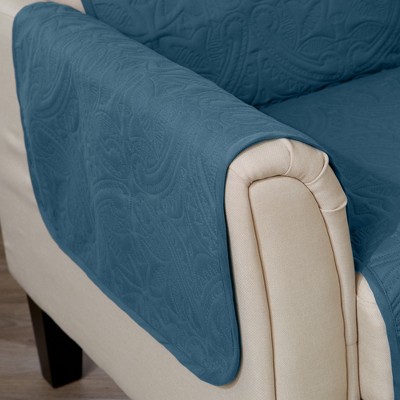 Smoke Blue Quilted Microfiber Recliner Furniture Protector