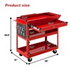 LDHTHOPI 3 Tier Rolling Tool Cart All Metal Industrial Commercial Utility Cart with Drawer Red - 2 of 4