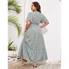 BLUEMING Summer Maxi Dress for Plus Size Women Tie Wasit Surplice Dress Flutter Sleeve A-Line Dress - 2 of 4
