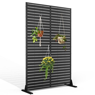 TUYOHW Metal Privacy Screen Outdoor, Decorative Privacy Panels, Freestanding Privacy Screen for Patio, Garden, Pool (White Square)