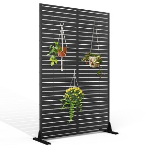 TUYOHW Metal Privacy Screen Outdoor, Decorative Privacy Panels, Freestanding Privacy Screen for Patio, Garden, Pool (White Square) - 1 of 4