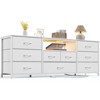 9 Drawer Dresser 63” Long TV Stand for Bedroom Entertainment Center with Power Outlet LED Light for 65"-75" TV White Dresser with Fabric - 3 of 4