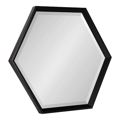 22" x 26" Calder Hexagon Wall Mirror Black - Kate & Laurel All Things Decor