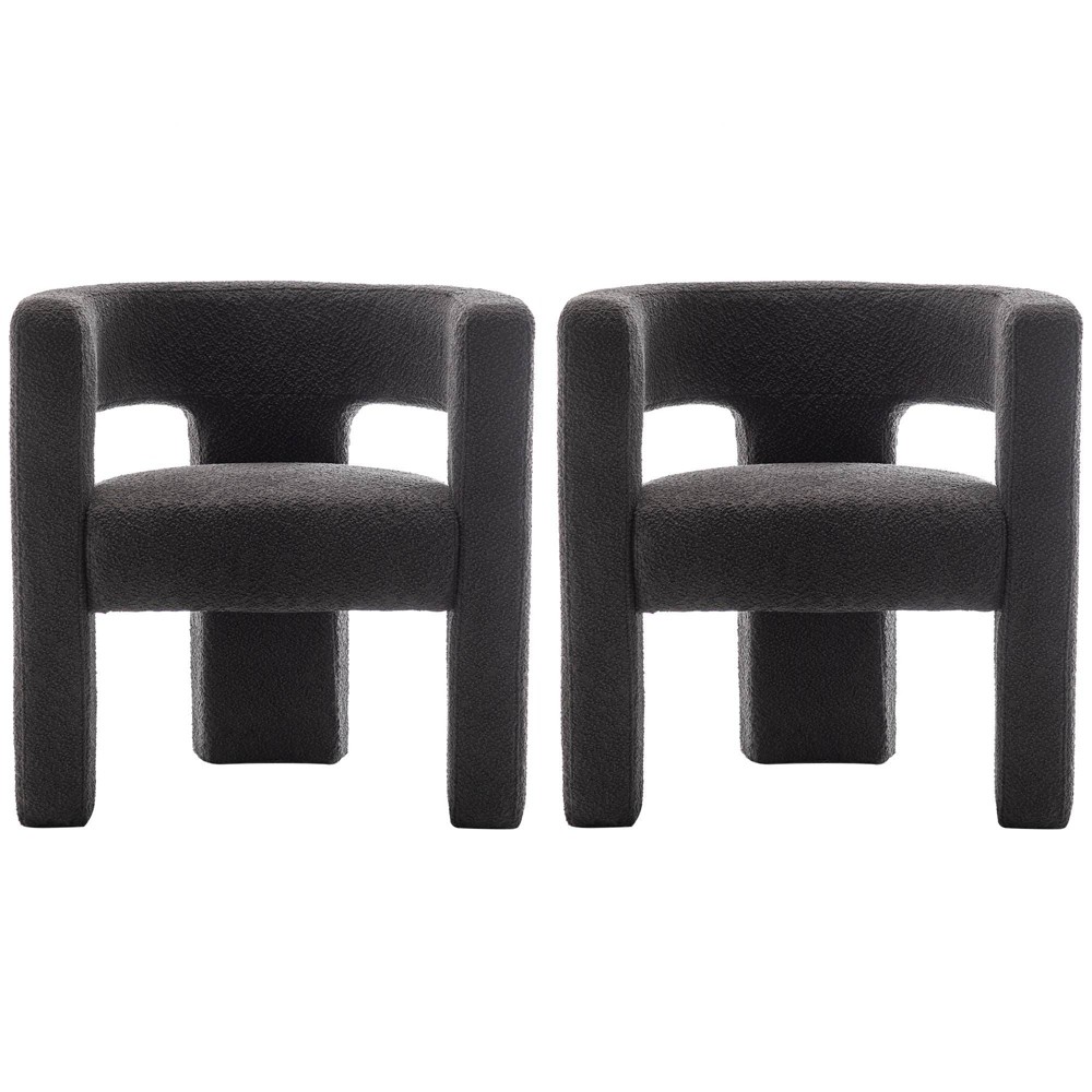 Photos - Sofa Set of 2 28" Wide Boucle Upholstered Square Armchair Black - Kinwell