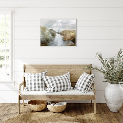 Sylvie Beaded White Framed Abstract Landscape Canvas Print