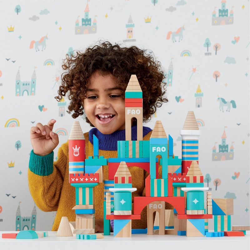 FAO Schwarz Toy Wood Castle Blocks 75pc Sprout, 3 of 10