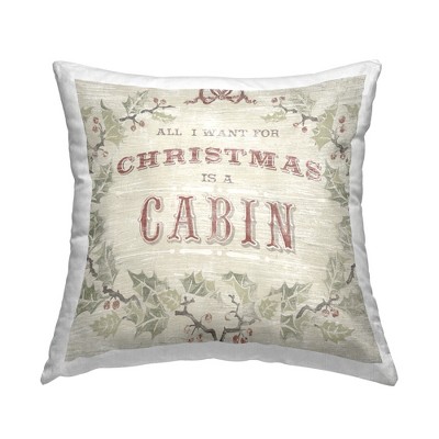 Stupell Industries Christmas Cabin Phrase Rustic Holly Wreath