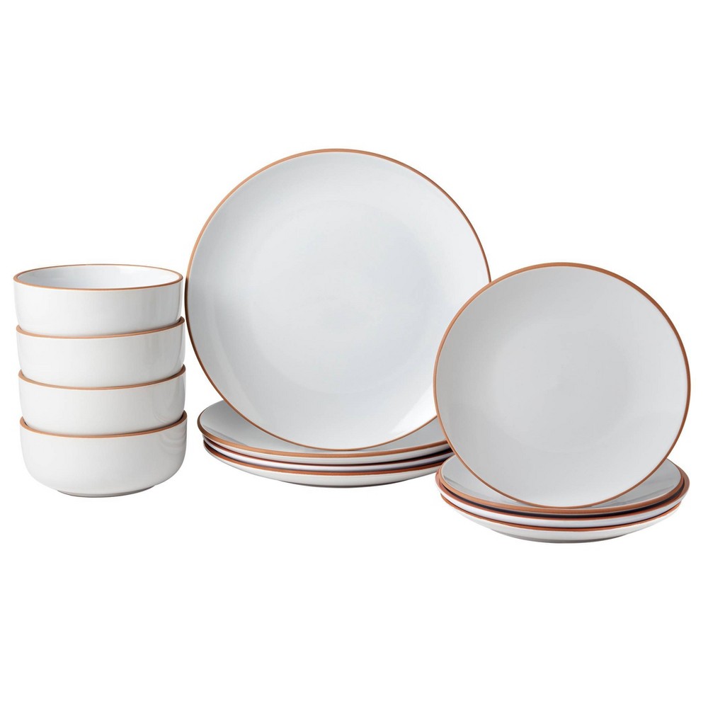 Photos - Glass Infuse 12pc Stoneware Dinnerware Set White