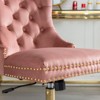 CAVINAS Velvet Upholstered Tufted Button Office Chair, Adjustable Swivel Desk Chair with Golden Metal Base and Universal Wheels - 4 of 4