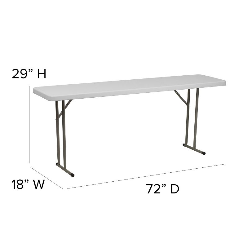 Emma and Oliver 6-Foot Rectangular White Plastic Folding Table with Locking Legs for Training or Seminars, 4 of 8