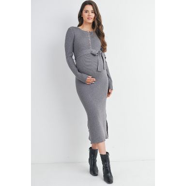 knee length dresses for ladies Angel Maternity Donna Maternity & Nursing Flip Dress in Navy main image 1
