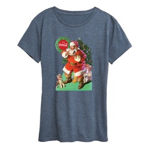 Women's - Coca-Cola - Vintage Santa With Dog Short Sleeve Graphic T-Shirt - 1 of 4
