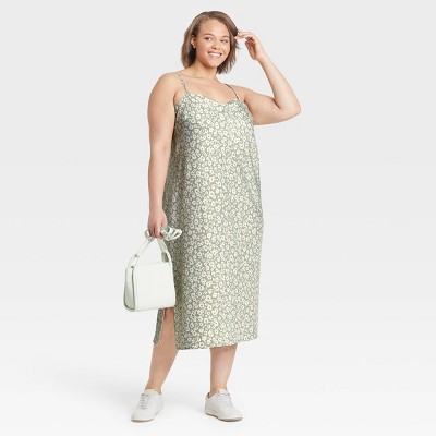 green slip dress plus size