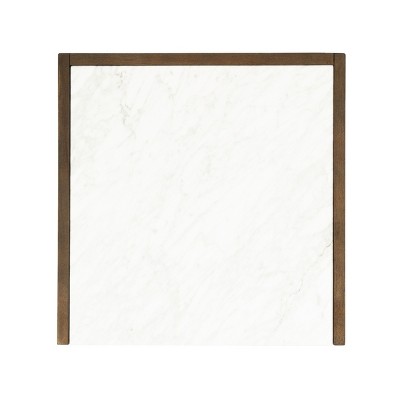 Transitional Dark Chocolate 1-Drawer Nightstand with White Marble Top