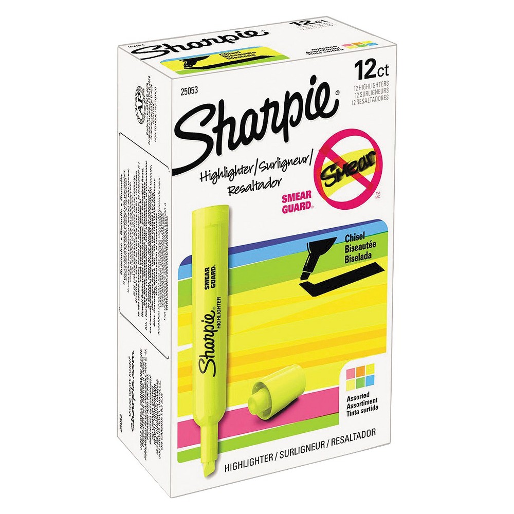 Sharpie Accent Tank Style Chisel Tip Highlighter  Assorted  12-Pack