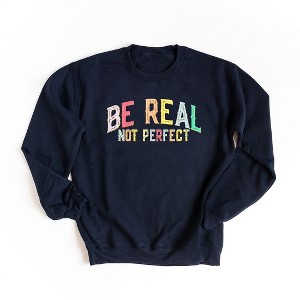 Simply Sage Market Women's Graphic Sweatshirt Be Real Not Perfect Gold - M - TrueNavy - 1 of 3