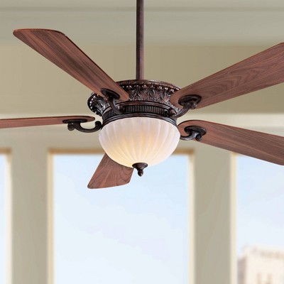 52" Volterra Bronze Ceiling Fan with Natural Walnut Blades and LED Light