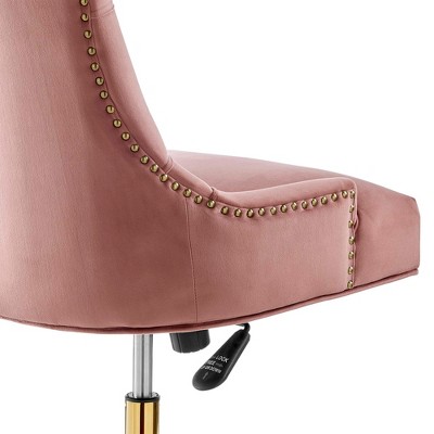 Gold Dusty Rose Armless Swivel Task Chair with Metal Base