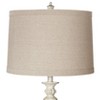 360 Lighting Vintage Shabby Chic Floor Lamp 60" Tall Antique White Washed Natural Linen Fabric Drum Shade for Living Room Reading Bedroom Office - 3 of 4