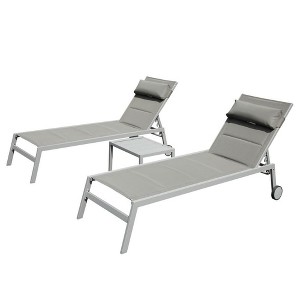 PAGED Outdoor Lounge Chairs with Side Table,3PC Outdoor Chaise Lounge Chair Set with Adjustable Backrest,2 Lounge chairs and 1Table - 1 of 4