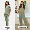 EXLURA Womens Summer 2 Piece Outfits Color Block Short Sleeve Tops Tracksuit Wide Leg Pants Matching Set Lounge Sets 2025 - 2 of 4