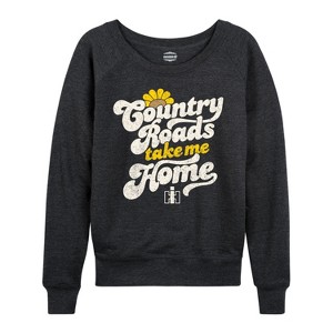 Women's - Country Casuals - Women's Lightweight French Terry Long Sleeve Shirt Lightweight French Terry Wide Neck Long Sleeve Graphic Shirt - 1 of 4