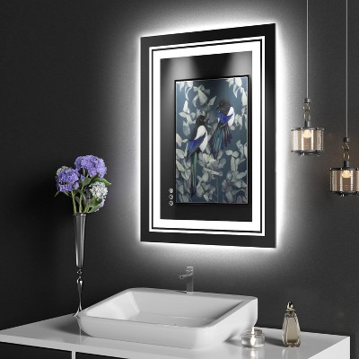 Vynxaria 24x32" Frameless LED Smart Bathroom Mirror - Dimmable & Anti-Fog
