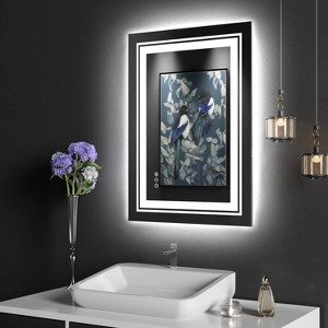 Vynxaria 24x32" Frameless LED Smart Bathroom Mirror - Dimmable & Anti-Fog - 1 of 4
